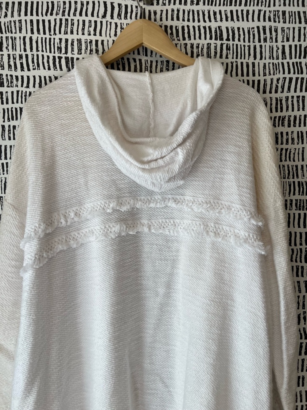 J.Jill Ivory Fringe Trim Open Front Cardigan Sweater Boho Coastal Cozy - Picture 7 of 14